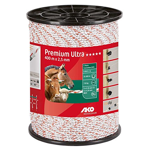 AKO Kerbl Premium Ultra Litze,2,5mm,400m weiß/grün 6xniro 0,2+3xCU0,25 von AKO