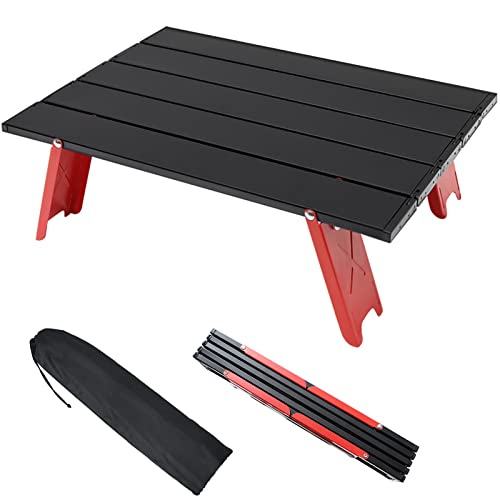 AKOFIC Klappbarer Camping Tisch, Tragbarer Aluminium Mini Campingtisch, Leichter Picknicktisch Alu Klapptisch Light Compact für Camping Picknick Outdoor Strand Kochen Reisen Wandern (Rot) von AKOFIC