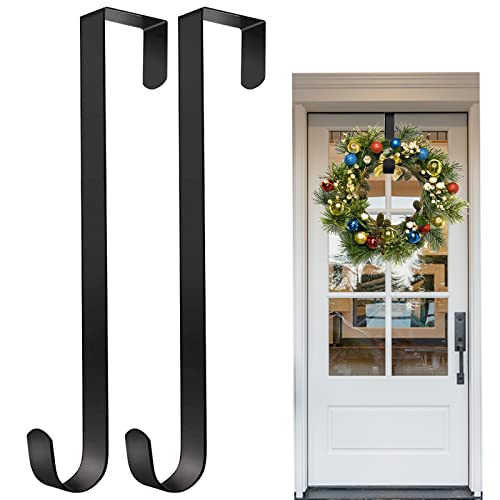 AKOFIC Kranz Aufhänger Türhaken für Weihnachten Tür, 2 Stück Metall Kranzhaken Kranzhalter für Haustür, Weihnachtskranz Türhänger Haken für Weihnachten Halloween Hochzeit Home Office Tür Dekor von AKOFIC