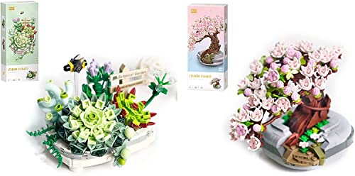 AKOGD Sukkulenten & Sakura-Baum Modell, 2 Set Künstliche Blumen Blumenstrauß Botanik Kollektion Bausteine Romantische und Kreative Wohndekorationen AKOGD Sukkulenten & Sakura-Baum Modell, 2 Set Künstliche Blumen Blumenstrauß Botanik Kollektion Bausteine Romantische und Kreative Wohndekorationen von AKOGD