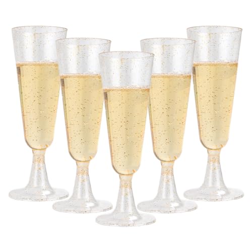 AKOLAFE 100er Set Sektgläser 160ml Plastik Sektgläser BPA-Frei Mehrweg Transparentes Sektglas Günstiger Sektkelch Stapelbare Champagnergläser für Hochzeiten, Geburtstage, Partys (Goldrosa) von AKOLAFE