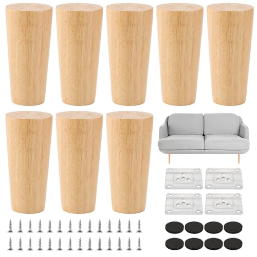 AKOLAFE 10cm Möbelfüße Holz 8 Stück Tischbeine Holz Eiche Robuste Möbelbeine Rund Holzbeine Holz mit Montageplatten und Schrauben Schwerlaste Schrankfüße Holz für Sofa, Bett, Schrank, Stuhl, Tisch AKOLAFE 10cm Möbelfüße Holz 8 Stück Tischbeine Holz Eiche Robuste Möbelbeine Rund Holzbeine Holz mit Montageplatten und Schrauben Schwerlaste Schrankfüße Holz für Sofa, Bett, Schrank, Stuhl, Tisch von AKOLAFE
