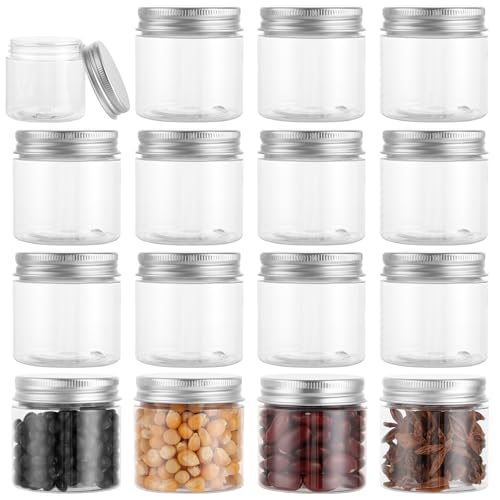 AKOLAFE 16er Set Vorratsdosen mit Deckel 60ml Vorratsgläser mit Deckel Luftdicht Transparente Plastikdosen mit deckel BPA-Frei Vorratsdose Aufbewahrung für Gewürz, Müsli, Süßigkeiten, Marmelade von AKOLAFE