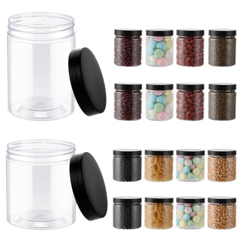 AKOLAFE 16er Vorratsdosen Set 240ml und 420ml Luftdicht Plastikdosen mit Deckel BPA-Frei Aufbewahrungsdosen Transparente Behälter Kunststoff Vorratsgläser Runde für Gewürz Müsli Süßigkeiten Marmelade von AKOLAFE