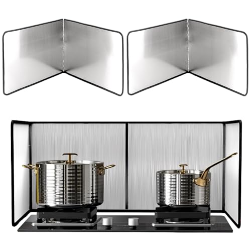 AKOLAFE 2 Stück Spritzschutz Küchenwand Spritzschutz Faltbar Spritzschutz Küchenrückwand Spritzschutz Herd Küche mit Antihaftbeschichtung Klappbarer Pfannenspritzschutz für Kochen, Braten, Spüle von AKOLAFE