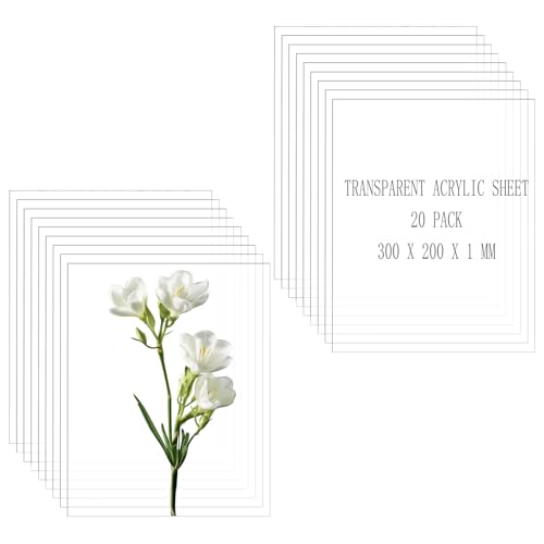 AKOLAFE 20 Stück 1 mm Acrylglas Platte A4 Acrylglas Zuschnitt Nach Mass 20x30 cm Acrylplatte Transparent Kunststoffplatte Acrylglasplatten für Malerei, DIY, Tischaufsteller von AKOLAFE