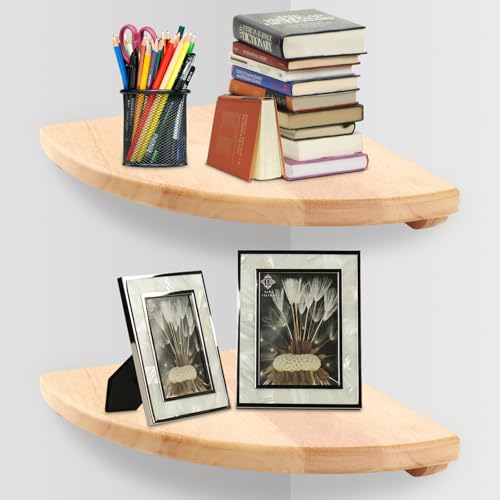 AKOLAFE 2er Set Eckregal Hängend 25 cm Breit Wandregal Holz Braun Schwerlast Schweberegale Dekoratives Wand Regal Wasserdicht Blumenregal für Küche Schlafzimmer Wohnzimmer Arbeitszimmer Aufbewahrung von AKOLAFE