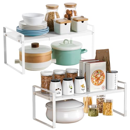 AKOLAFE 2er Set Küchenschrank Organizer Metall Erweiterbar 35 bis 65 cm Küchenregal Stehend für Arbeitsplatte Weiß 35x22x17cm Gewürz Organizer Gewürzhalter für Küche, Bad, Büro, Tischplatte, Anrichte AKOLAFE 2er Set Küchenschrank Organizer Metall Erweiterbar 35 bis 65 cm Küchenregal Stehend für Arbeitsplatte Weiß 35x22x17cm Gewürz Organizer Gewürzhalter für Küche, Bad, Büro, Tischplatte, Anrichte von AKOLAFE