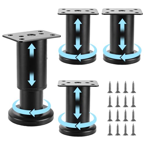 AKOLAFE 4 Stück Verstellbare Möbelfüße Schwarz 8-12cm Tischbeine höhenverstellbar Ø 40mm Rund Möbelbeine mit Schrauben Metall Schrankfüße Stützfüße Beine Rostschutz Füße für Möbel Sofa Tisch Schrank AKOLAFE 4 Stück Verstellbare Möbelfüße Schwarz 8-12cm Tischbeine höhenverstellbar Ø 40mm Rund Möbelbeine mit Schrauben Metall Schrankfüße Stützfüße Beine Rostschutz Füße für Möbel Sofa Tisch Schrank von AKOLAFE
