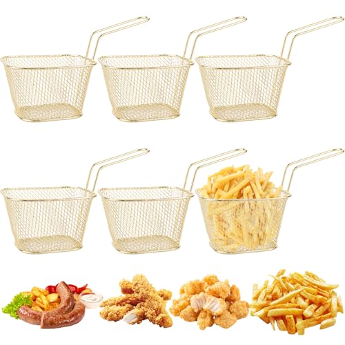 AKOLAFE 5 Stück Pommes Körbchen Mini Frittierkorb Edelstahl 6x7,5x8,5cm Pommeskörbe Gold Friteusenkorb mit Griff Servierkörbchen für Pommes für Aufbewahren, Präsentieren von Speise AKOLAFE 5 Stück Pommes Körbchen Mini Frittierkorb Edelstahl 6x7,5x8,5cm Pommeskörbe Gold Friteusenkorb mit Griff Servierkörbchen für Pommes für Aufbewahren, Präsentieren von Speise von AKOLAFE