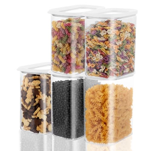AKOLAFE 5 Stück Vorratsdosen mit Deckel Luftdicht 1.5 L Aufbewahrungsbox mit Deckel Plastik Küchen Organizer Vorratsgläser mit Deckel 1500ml Lebensmittelbehälter für Müsli Mehl Kaffeebohnen Cornflakes von AKOLAFE