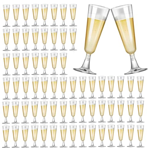 AKOLAFE 50er Set Sektgläser 160ml Plastik Sektgläser BPA-Frei Mehrweg Transparentes Sektglas Günstiger Sektkelch Stapelbare Champagnergläser für Hochzeiten, Geburtstage, Partys von AKOLAFE