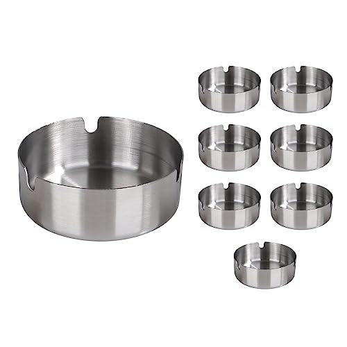 AKOLAFE 8 Stück Aschenbecher für Draussen Groß 8cm Edelstahl Windaschenbecher Metall Ashtray Wasserdicht Rostfrei Aschenbecher für Innen, Restaurant, Schlafzimmer, Wohnzimmer von AKOLAFE