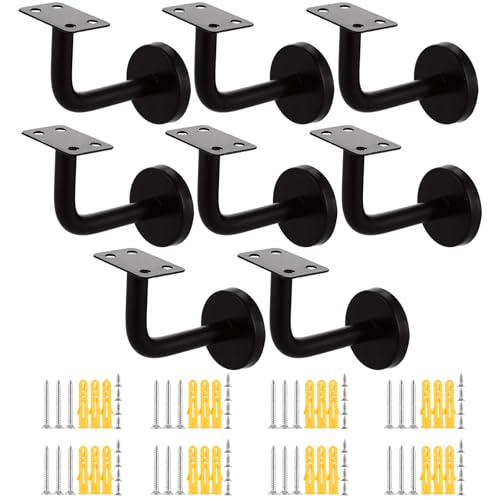AKOLAFE 8 Stück Handlaufhalter Edelstahl Gerade Geländer Außen 60x80 mm Handlaufträger Schwarz Roubst Halterung für Handlauf Silbrig Treppengeländer Innen Shwerbelast Wandhalter (Flatt) von AKOLAFE
