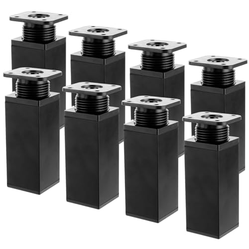 AKOLAFE 8 Stück Möbelfüße Verstellbar 10 cm Hoch Möbelfüße Schwarz Metall Möbelfüsse Höhenversteller 20mm Schwerlast 30kg Füße für Möbel Schrankfüsse mit Schrauben für Sofa, Schreibtisch, TV Schrank von AKOLAFE