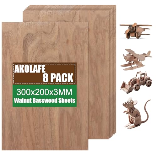 AKOLAFE 8 Stück Sperrholzplatte 3mm Walnuss Sperrholz Unbehandeltes Nussbaum Holz 300x200 mm Walnussholz Natürliche A4 Holzplatten zum Basteln Naturholz für DIY Handwerk, Malen, Modell Dekor AKOLAFE 8 Stück Sperrholzplatte 3mm Walnuss Sperrholz Unbehandeltes Nussbaum Holz 300x200 mm Walnussholz Natürliche A4 Holzplatten zum Basteln Naturholz für DIY Handwerk, Malen, Modell Dekor von AKOLAFE