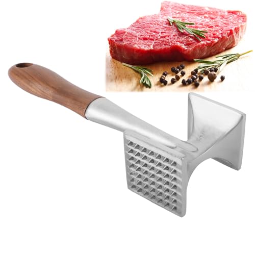AKOLAFE Fleischklopfer Edelstahl 304 Antihaft Schnitzelklopfer Doppelseitig Schnitzelklopfer Fleischhammer Aufhängend Meat Tenderizer für Steak, Huhn, Schwein, Rippchen, Spülmaschinenfest von AKOLAFE