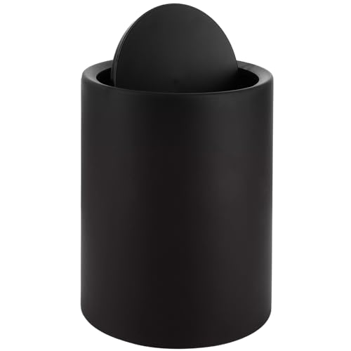 AKOLAFE Mülleimer Bad Schwarz 8L, Badezimmer Kosmetikeimer BPA-frei, Kunststoff Abfallbehälter Mit Schwingdeckel für Badezimmer, Büro (26x22x16.5cm) von AKOLAFE