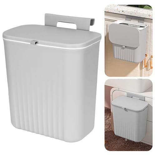 AKOLAFE Mülleimer Hängend mit Deckel 9L Abfalleimer Kleiner Mülleimer Wandmontage Biomülleimer Küche Kunststoff Wasserdicht Geruchsdicht Abfallsammler für Wohnmobil, Küchenschrank, Badezimmer (Grau) AKOLAFE Mülleimer Hängend mit Deckel 9L Abfalleimer Kleiner Mülleimer Wandmontage Biomülleimer Küche Kunststoff Wasserdicht Geruchsdicht Abfallsammler für Wohnmobil, Küchenschrank, Badezimmer (Grau) von AKOLAFE