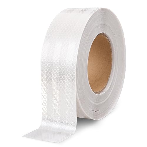 AKOLAFE Reflektorband Selbstklebend Weiß 25m x 5cm Reflektierendes Klebeband PVC Reflektor Aufkleber Wasserdicht Reflektorbänder Langlebig Aufkleber Reflektierendfür Fahrrad, Auto, Lastkraftwagen von AKOLAFE