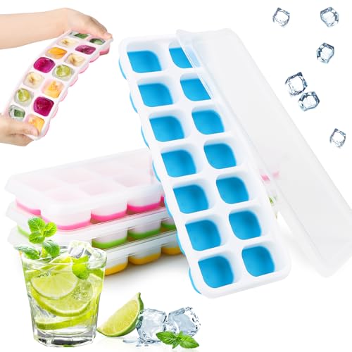 AKONE Eiswürfelform Silikon 4 Stück, Eiswürfelbehälter mit Deckel, Stapelbar Eiswürfel Form für Ice Cube, Quadratische Eiswürfelschalen, Wiederverwendbar Eiswürfelform BPA Frei AKONE Eiswürfelform Silikon 4 Stück, Eiswürfelbehälter mit Deckel, Stapelbar Eiswürfel Form für Ice Cube, Quadratische Eiswürfelschalen, Wiederverwendbar Eiswürfelform BPA Frei von AKONE