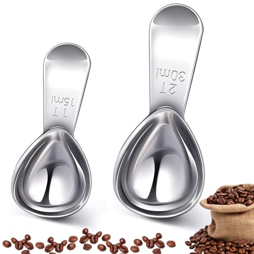 AKONE Kaffeelöffel Portionierer, 2 Pack Kaffeelöffel Edelstahl mit Kurzem Dicker Griff, Messlöffel für Kaffee, 15 ml&30 ml Dosierlöffel zum Schöpfen von Kaffee, losen Tee, Zucker, Mehl usw. AKONE Kaffeelöffel Portionierer, 2 Pack Kaffeelöffel Edelstahl mit Kurzem Dicker Griff, Messlöffel für Kaffee, 15 ml&30 ml Dosierlöffel zum Schöpfen von Kaffee, losen Tee, Zucker, Mehl usw. von AKONE