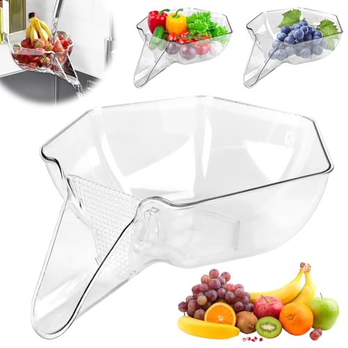AKONE Multifunktionaler Abtropfkorb 2024 Neue, Küchenabflusskorb mit Trichter, Sieb Küche Abflusskorb, Transparenter Abflusssieb Küchenspüle zum Waschen von Obst Gemüse Salat Lebensmittel Nudeln von AKONE