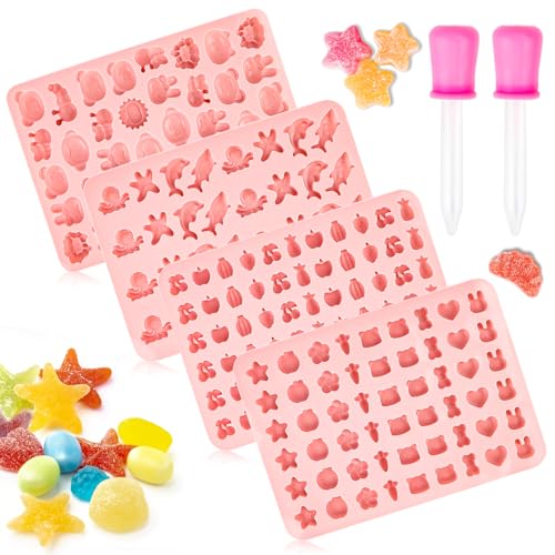 Gummibärchen Form 4 Stück, Silikonform Gummibärchen, Antihaft Gummibärchenform, Pralinenform Schokoladenform Süßigkeiten-Backform mit 2 Tropfern, Gummibärchenform zur Gummibärchen Selber Machen Gummibärchen Form 4 Stück, Silikonform Gummibärchen, Antihaft Gummibärchenform, Pralinenform Schokoladenform Süßigkeiten-Backform mit 2 Tropfern, Gummibärchenform zur Gummibärchen Selber Machen von AKONE