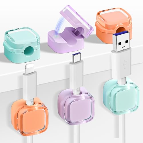 Magnetic Kabel Organizer, 6PCS Kabelhalter Selbstklebend, Magnetic Kabelclips für Kabelmanagement, Cable Storage Holder für Ladekabel, Schreibtisch, Nachttisch, BüroDesktop von AKONE