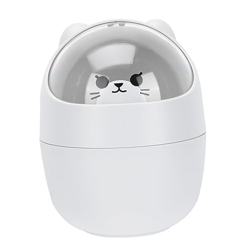 AKOOSY 1 Stück Mini Abfalleimer mit Klappdeckel Kompakter Mülleimer für Schreibtisch Büro und Studentenwohnheim für Makeup Schwämme und Kosmetik Grauer Katzen Design von AKOOSY