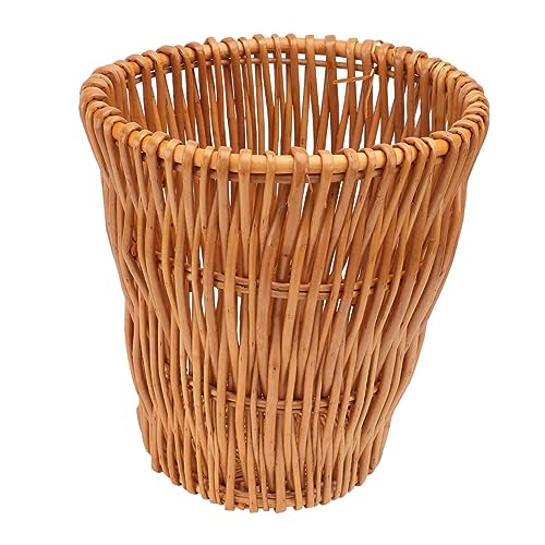 AKOOSY 1 Stück Rattan Abfalleimer Umweltfreundlicher Papierkorb für Badezimmer Handgewebter Wicker Storage Basket Dekorativer Mülleimer Naturfarbe von AKOOSY