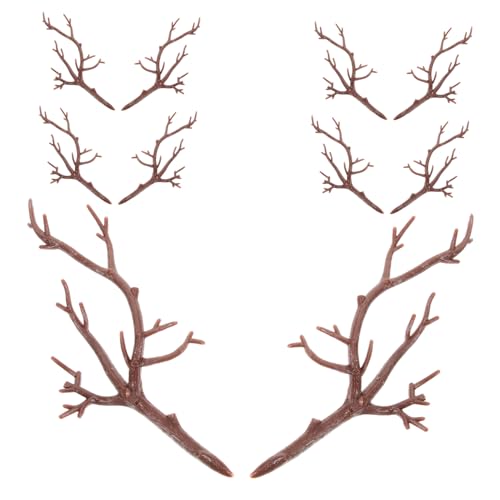 AKOOSY 10 Stück Geweih Zubehör Aus Kunststoff Groß Lebensecht Realistisch Tafelaufsatz Zum Basteln Klappernde Hirschgeweihe Niedliches Set Für Den Innenbereich von AKOOSY