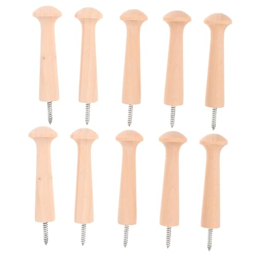 AKOOSY 10 Stück Schraubbare Holz Wandhaken Unbehandelt Holz Kleiderhaken für Mäntel Handtücher Taschen Vielseitiger DIY Garderobenhaken für Flur Bad und Küche von AKOOSY