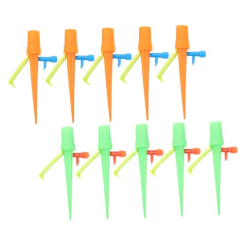 AKOOSY 10 Stück Teiliges Automatische Pflanz Bewässerungsspikes aus Robustem Kunststoff Einstellbare Wassermenge für Zimmer und Gartenpflanzen Selbstregulierendes Tropfsystem für Topf von AKOOSY