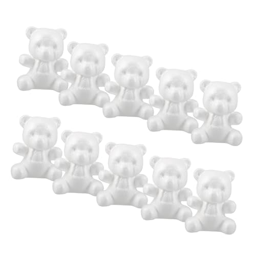 AKOOSY 10 Stück Teiliges Polystyrol Schaumstoff Bären Weiße DIY Bastelfiguren für Kunsthandwerk Dekorative Skulpturen für Weihnachten Hochzeit Valentinstag Blumenarrangements von AKOOSY