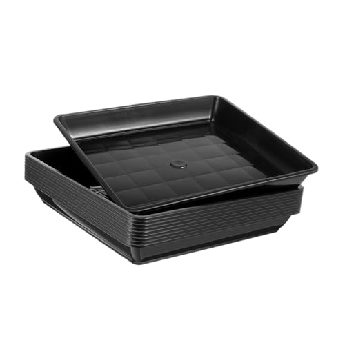 AKOOSY 10 Stück Teiliges Rechteckiges Pflanzuntersetzer Robustem Kunststoff Langlebige Pflanzenschale mit Rutschfester Funktion Wasserfester Tropfschale für Zimmer Gartenpflanzen von AKOOSY