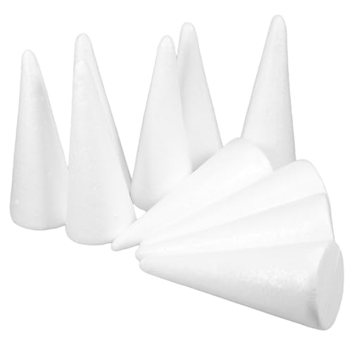 AKOOSY 10 Stück Teiliges Weißer Fester Schaumstoffkegel für DIY Bastelmaterial Weihnachtsdekoration Ornament Zubehör für Handarbeit von AKOOSY