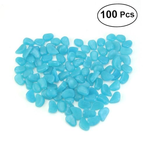 AKOOSY 100 Stück Leuchtende Pflastersteine Blau Nachtleuchtende Kieselsteine für Garten Aquarium Dekoration UV Licht Aktivierte Langlebige Deko für Teich und Pflanzen von AKOOSY