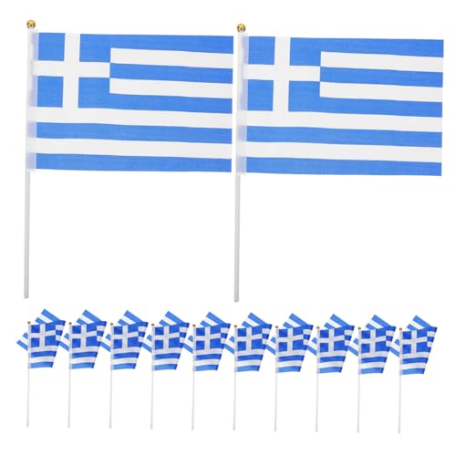AKOOSY 100 Stück Mini Griechenland Handliche Nationalflaggen Partydekorationen Sports Events Griechenland Flaggen Kleine Handliche Flaggen für Feierlichkeiten von AKOOSY