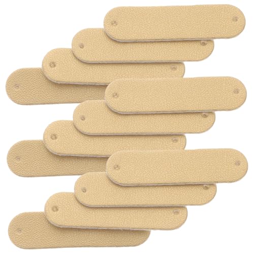 AKOOSY 100 Stück Pu Leder Etiketten zum Annähen Handmade Labels Gelb Zwei Kleidungsetiketten für DIY Stricken Häkeln Taschen Schuhe Langlebig und Vielseitig für Textiletiketten von AKOOSY