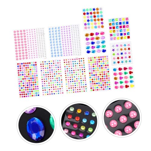 AKOOSY 11 Blätter Teiliges Acryl Strasssteine Selbstklebend Glitzersteine für DIY Gesicht Dekoration Basteln Scrapbooking Geschenkverpackung Sicher Einfach Klebend Kreative von AKOOSY
