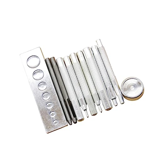 AKOOSY 11 Stück Teiliges Lederhandwerk Werkzeug Set mit Punch Hole Snap Rivet Setter Basis DIY Metallknopf Installationskit für Kleidung Herstellung Tragbar und Einfach zu Bedienen von AKOOSY