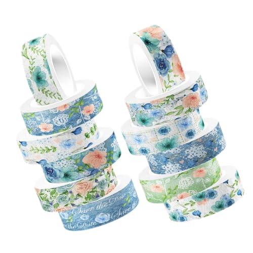 AKOOSY 12 Rollen Washi Tape mit Aquarellblumenmuster Transparentes DIY Klebeband für Scrapbooking Basteln und Dekorative Sticker Wiederverwendbar Leicht Abreißbar Geeignet für Kreative AKOOSY 12 Rollen Washi Tape mit Aquarellblumenmuster Transparentes DIY Klebeband für Scrapbooking Basteln und Dekorative Sticker Wiederverwendbar Leicht Abreißbar Geeignet für Kreative von AKOOSY