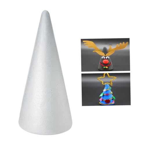 AKOOSY 12 Stück Teiliges Weiße Solide Bastelschaumkegel für DIY Bastelprojekte Weihnachtsdeko Tischdekoration Kindergarten Bastelrohlinge Vielseitig Bemalbar und Gestaltbar von AKOOSY