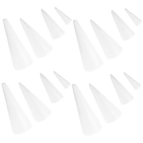 AKOOSY 16 Stück Teiliges Weiße Schaumstoff Kunstkegel Bastel und Malspielzeug für Kindergarten DIY Weihnachtsbaumdekoration Vielseitige Bastelkegel für Kreative Handarbeiten und von AKOOSY