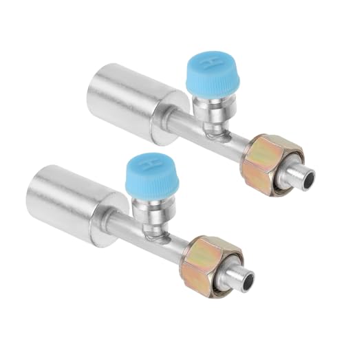 AKOOSY 2 Stück Aluminium Schlauchadapter mit Druckventil Abnehmbarer Gerader Kupplungsanschluss Klimaanlagenanschlüsse für Auto-klimakompressor Auslaufsicher und Kompatibel von AKOOSY