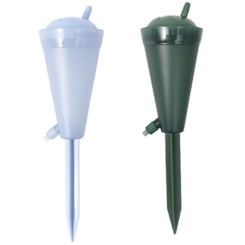 AKOOSY 2 Stück Automatisches Bewässerungssystem Pflanzenbewässerung Tropfspitze Einstellbar Selbstbewässernd für Topfpflanzen Garten Urlaub Grün Hellblau von AKOOSY