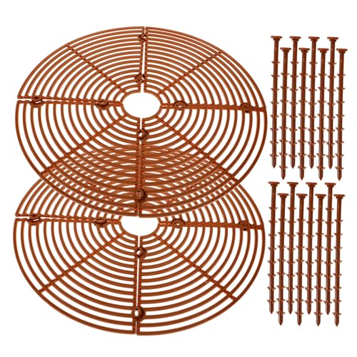 AKOOSY 2 Stück Blumentopf Schutzabdeckung Mittel Rund Braun Robustes Pflanzenschutzgitter mit Glatter Oberfläche Kindersicherer Schutz gegen Katzen und Hundevergrämung Langlebiger von AKOOSY