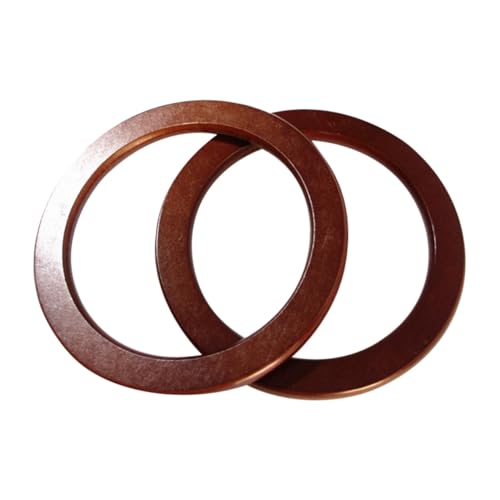 AKOOSY 2 Stück Holzring für Handtaschen Innenmaß Runde DIY Holzgriffe Naturfarbe Strapazierfähige Holzringe für Strandtaschen Strohtaschen Bastelbedarf von AKOOSY