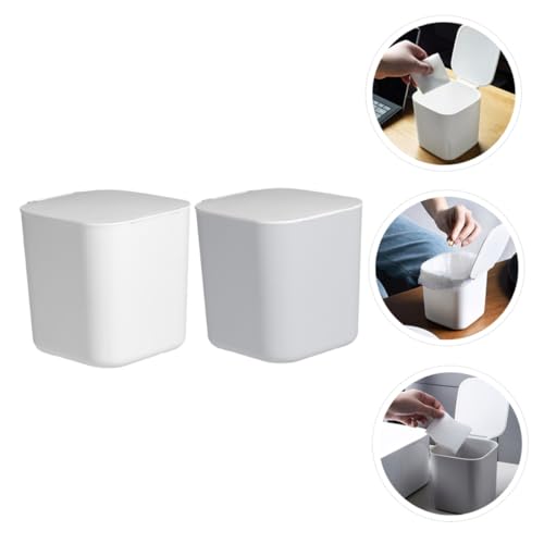 AKOOSY 2 Stück Mini Mülleimer mit Deckel Kompakter Desktop Abfalleimer für Büro und Zuhause Langlebig Stoßfest zur Aufbewahrung von Abfall und Küchenresten in Weiß AKOOSY 2 Stück Mini Mülleimer mit Deckel Kompakter Desktop Abfalleimer für Büro und Zuhause Langlebig Stoßfest zur Aufbewahrung von Abfall und Küchenresten in Weiß von AKOOSY